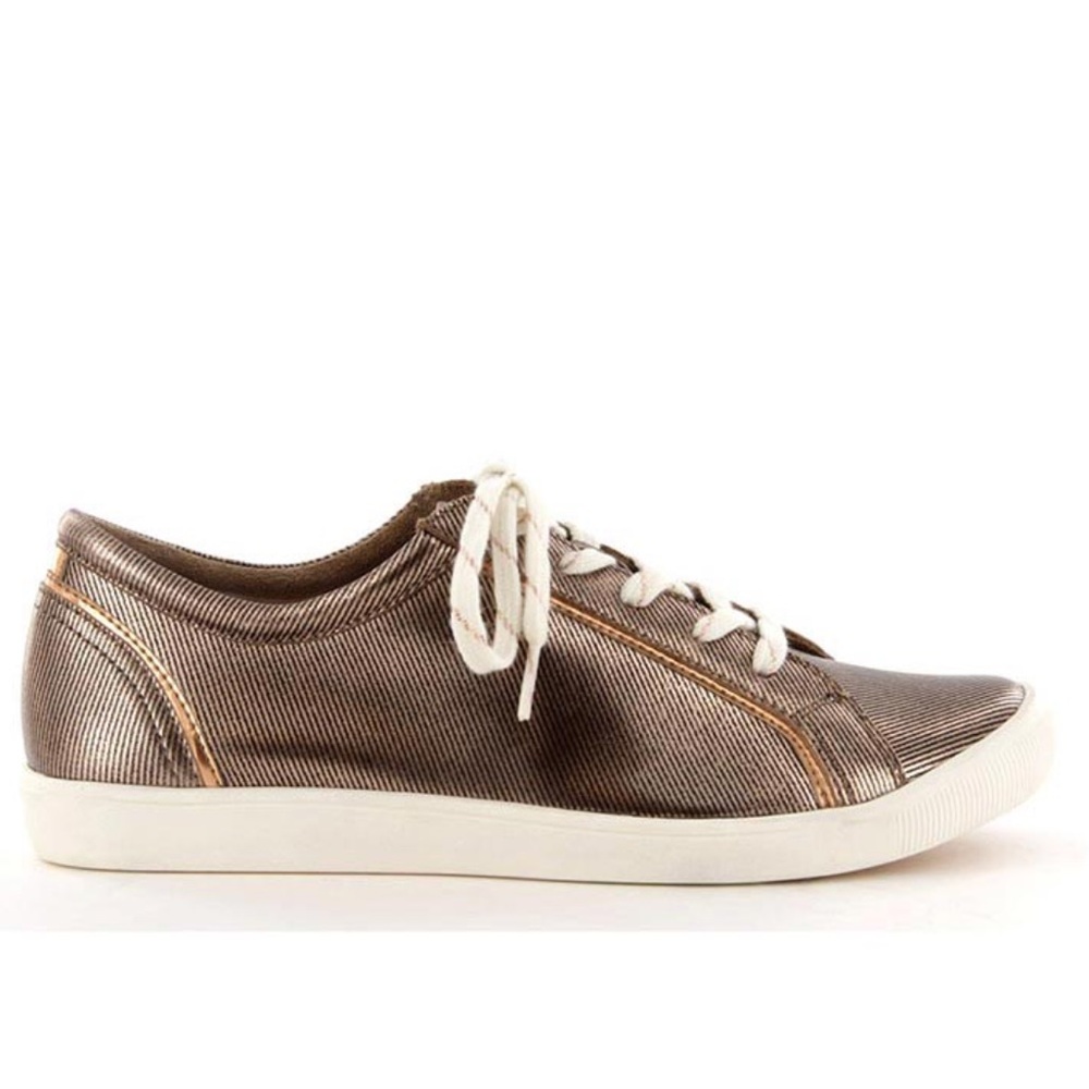 Ziera Diego Lace Up Metallic Leather Comfort Sneakers Rose Gold Size 41FF‎